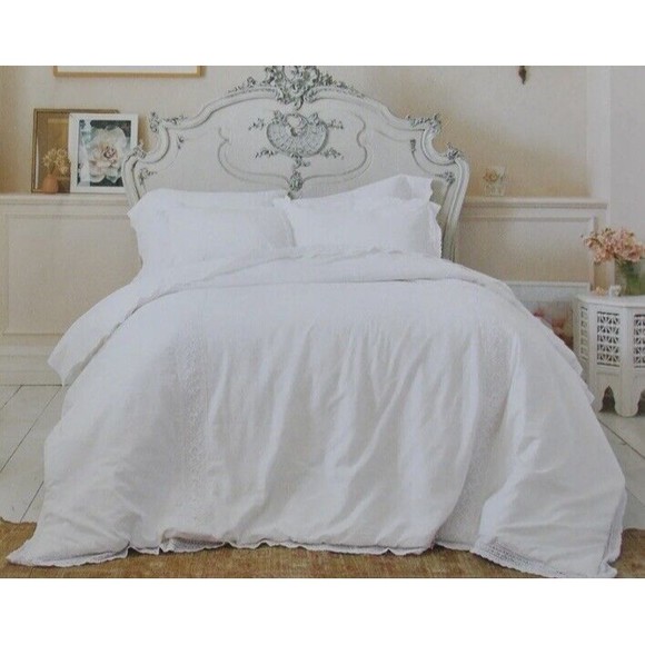 Simply Shabby Chic Bedding Simply Shabby Chic White Linencotton Crochet Trim Comforter Quilt